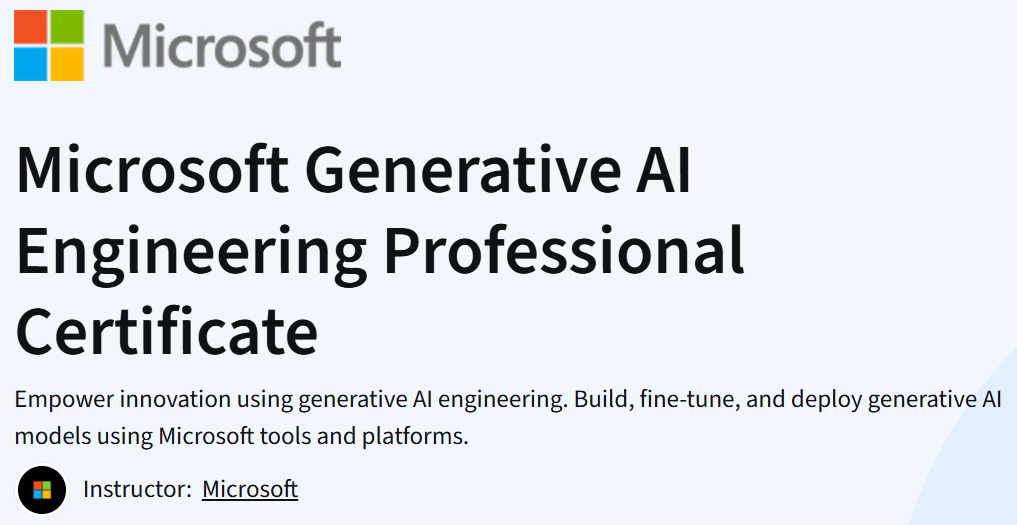 Microsoft Generative AI Engineering Professional Certificate