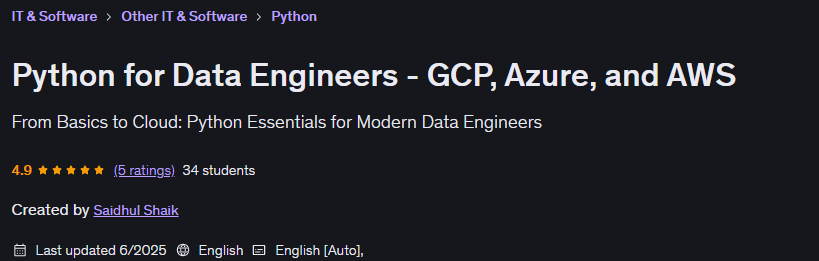 Python for Data Engineers - GCP, Azure, and AWS