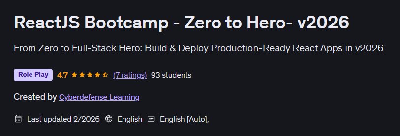 ReactJS Bootcamp - Zero to Hero- v2026