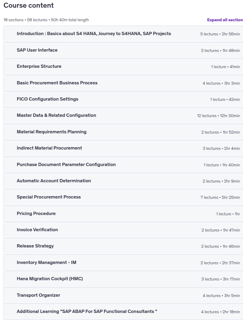 SAP S4 HANA Sourcing & Procurement (MM Module) Online Course