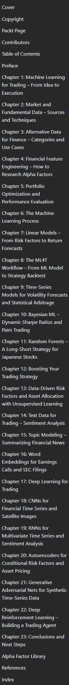 Machine Learning for Algorithmic Trading