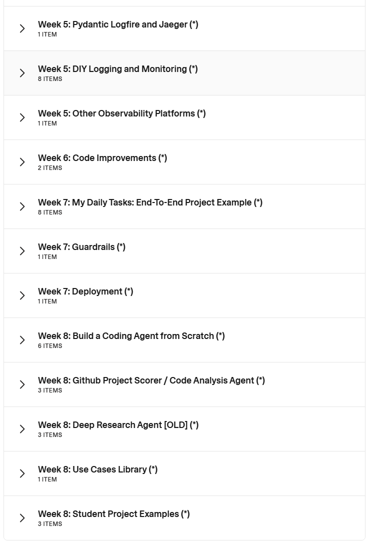 AI Engineering Buildcamp: From RAG to Agents Content