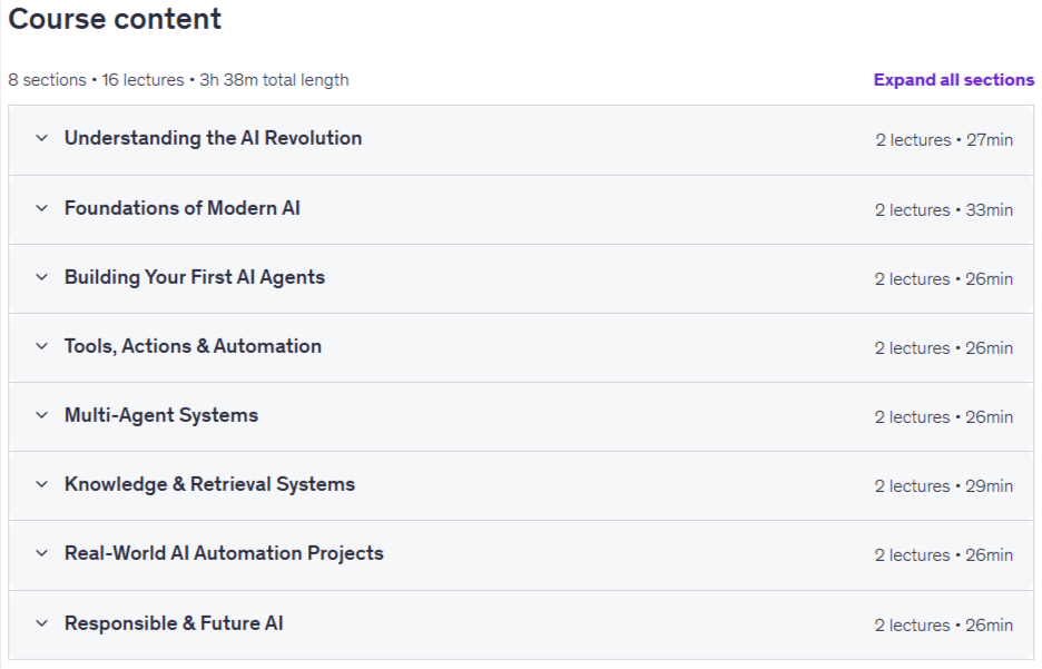Agentic AI for Beginners: Build Smart AI Agents from Scratch Content