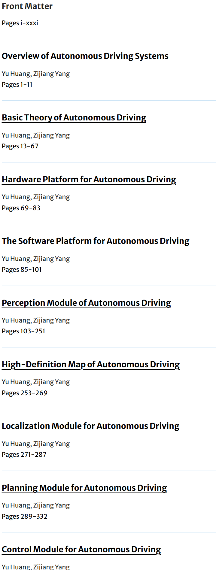  Autonomous Driving Handbook Content