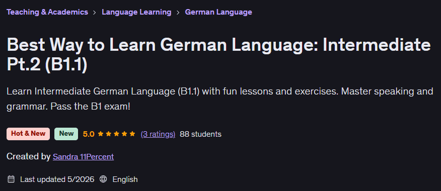 Best Way to Learn German Language: Intermediate Pt.2 (B1.1)
