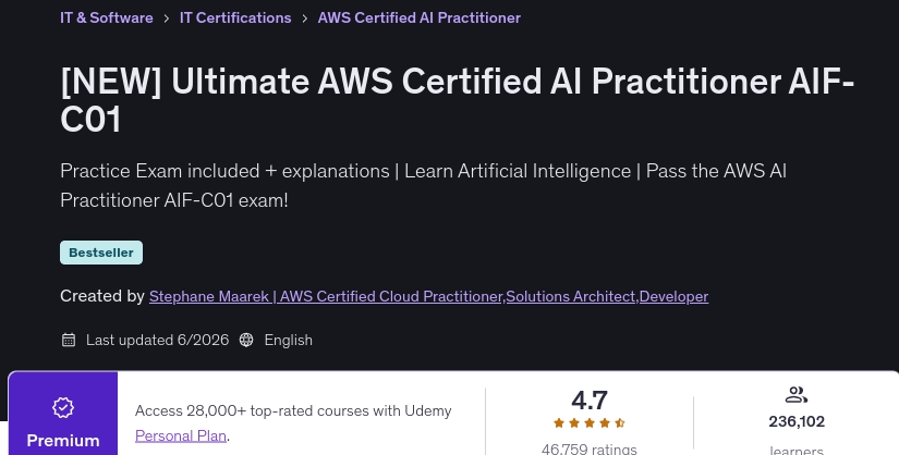 [NEW] Ultimate AWS Certified AI Practitioner AIF-C01