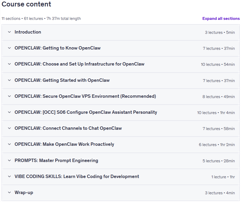 OpenClaw for Developers: AI Coding Crash Course Content
