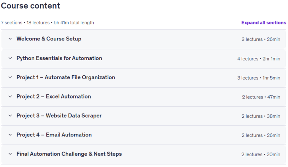 Python Automation: Save Hours with 4 Real Projects Content