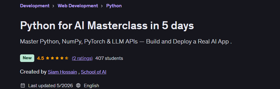 Python for AI Masterclass in 5 days