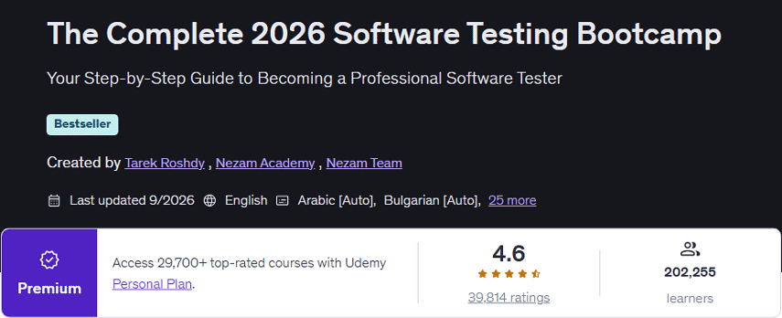 The Complete 2026 Software Testing Bootcamp