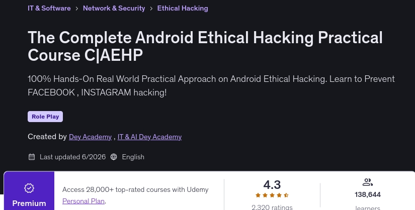 The Complete Android Ethical Hacking Practical Course C_AEHP
