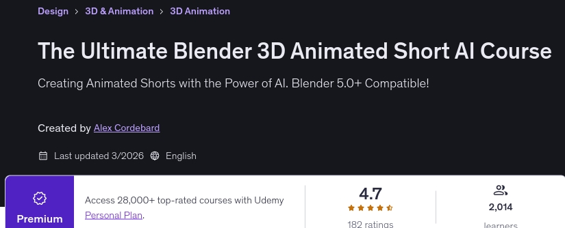 The Ultimate Blender 3D Animated Short AI Course