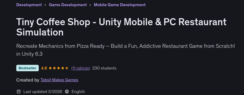 Tiny Coffee Shop - Unity Mobile & PC Restaurant Simulation