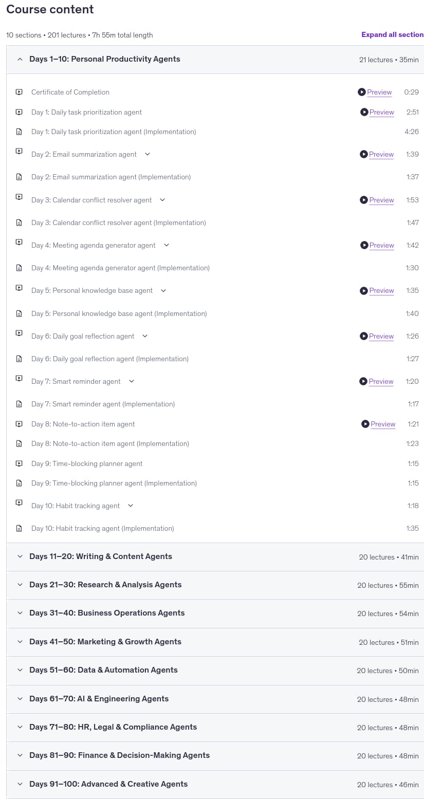 100 AI Agents in 100 Days 2026