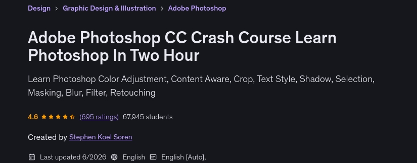 Adobe Photoshop CC Crash Course Learn Photoshop In Two Hour