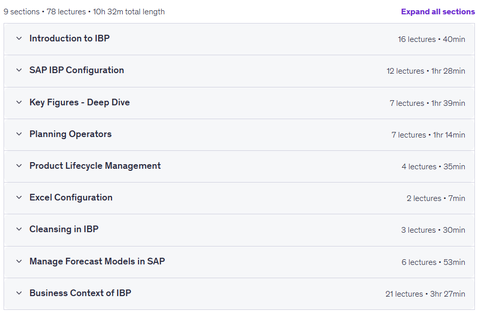 Advanced Course on SAP IBP (Integrated Business Planning)
