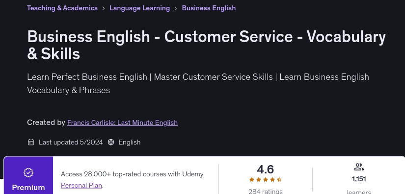 Business English - Customer Service - Vocabulary & Skills