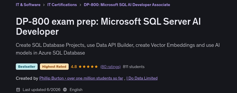 DP-800 exam prep_ Microsoft SQL Server AI Developer