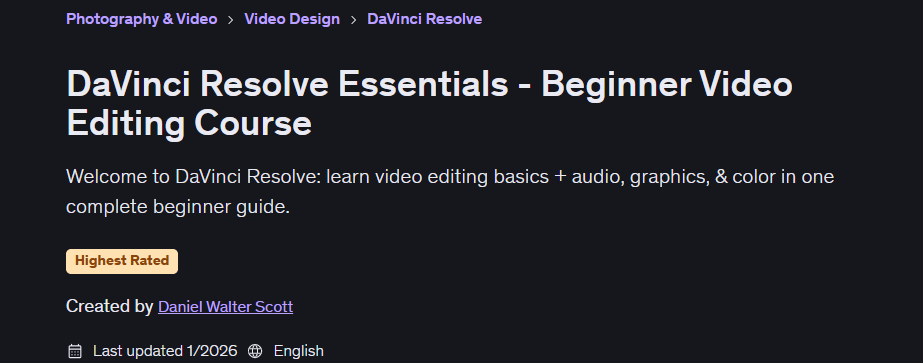 DaVinci Resolve Essentials - Beginner Video Editing Course 