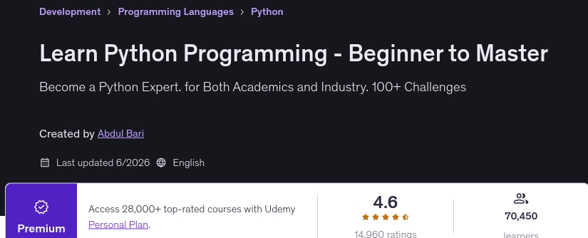 Learn Python Programming - Beginner to Master