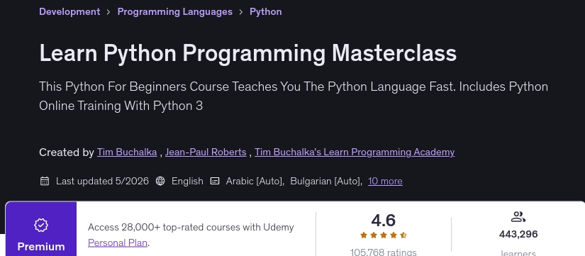 Learn Python Programming Masterclass