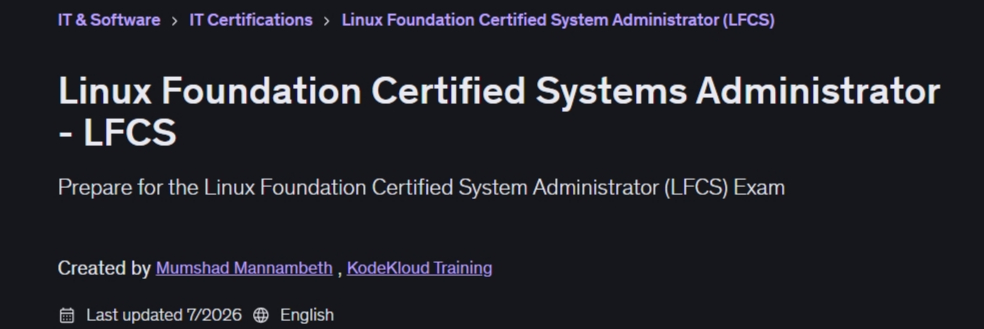 Linux Foundation Certified Systems Administrator - LFCS