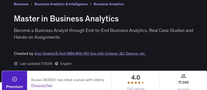 Master in Business Analytics