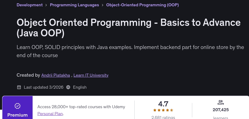 Object Oriented Programming - Basics to Advance (Java OOP)
