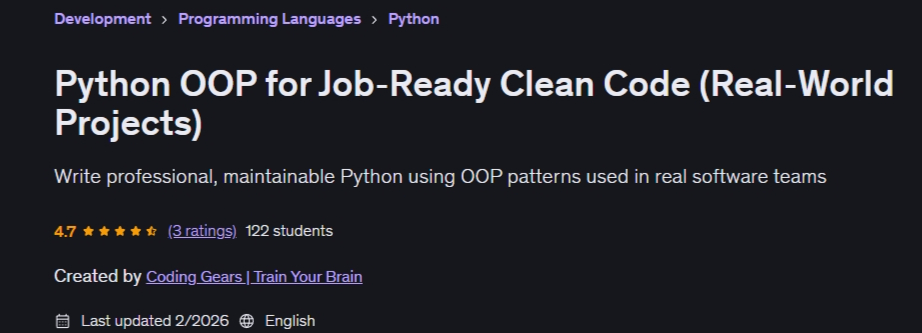 Python OOP for Job‑Ready Clean Code (Real‑World Projects) 