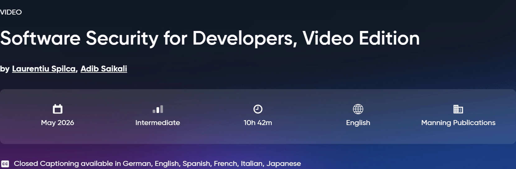 Software Security for Developers, Video Edition