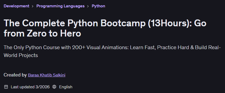 The Complete Python Bootcamp (13Hours): Go from Zero to Hero