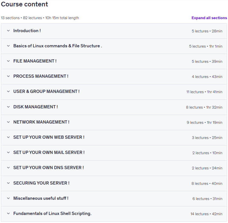The Complete Ubuntu Linux Server Administration Course Content