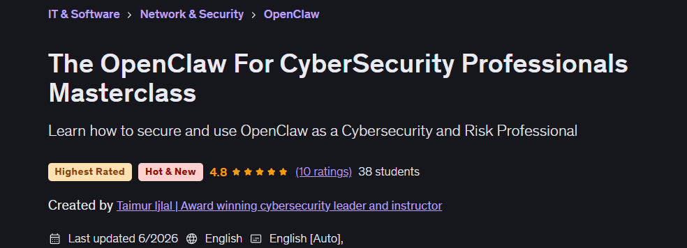 The OpenClaw For CyberSecurity Professionals Masterclass