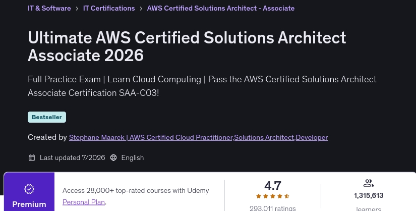 Ultimate AWS Certified Solutions Architect Associate 2026