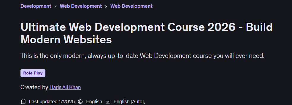 Ultimate Web Development Course 2026 - Build Modern Websites