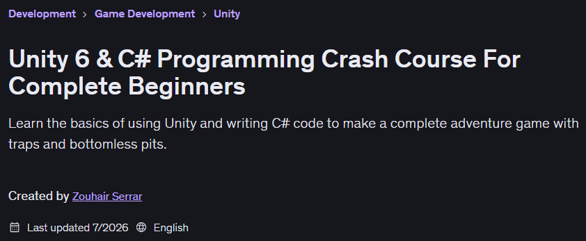 Unity 6 & C# Programming Crash Course For Complete Beginners