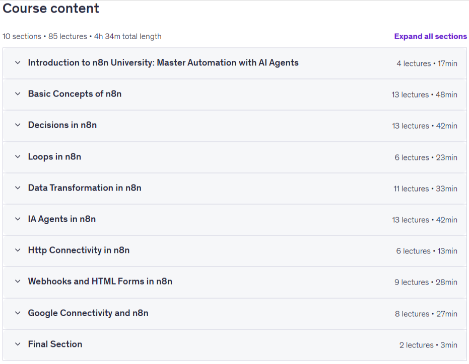 n8n University: Master Automation with n8n & AI Agents! Content