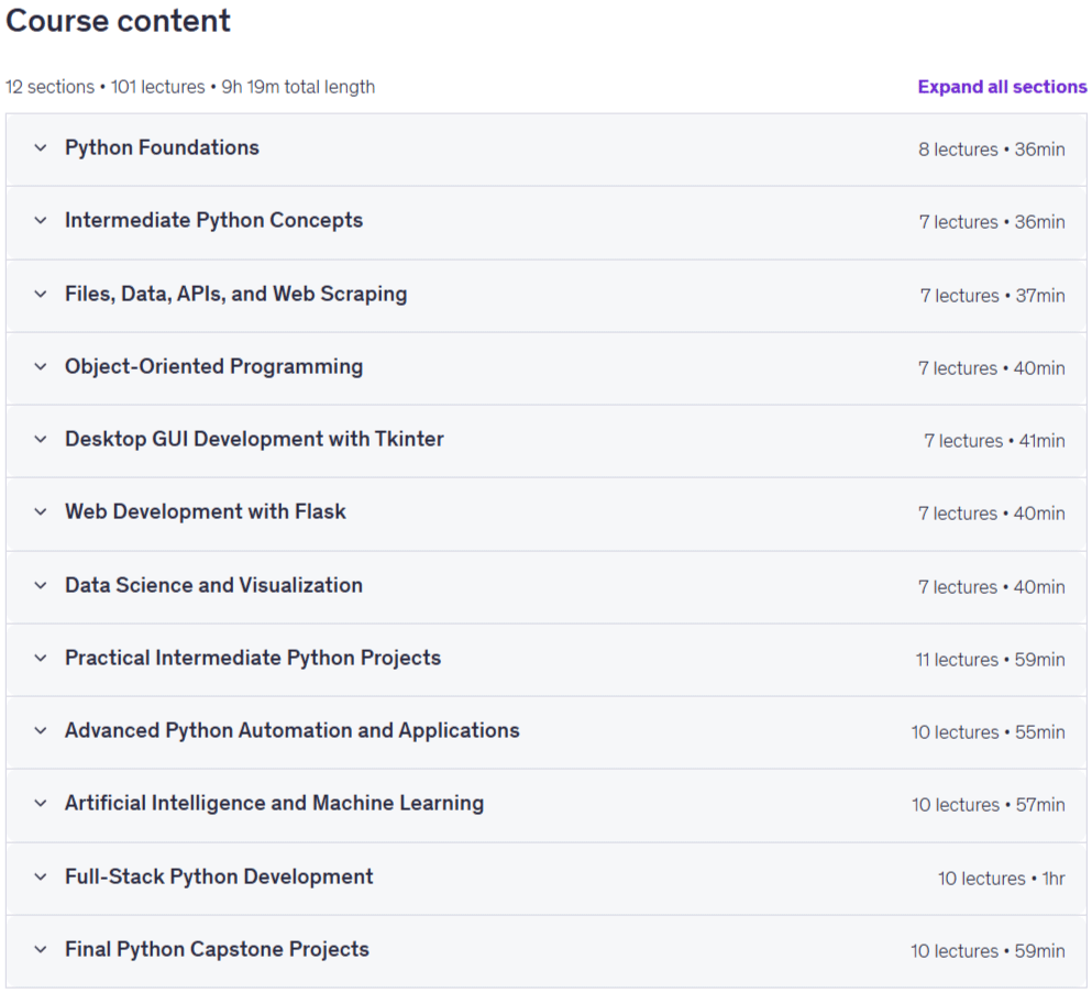 100 Days of Python: From Beginner to AI Builder Content