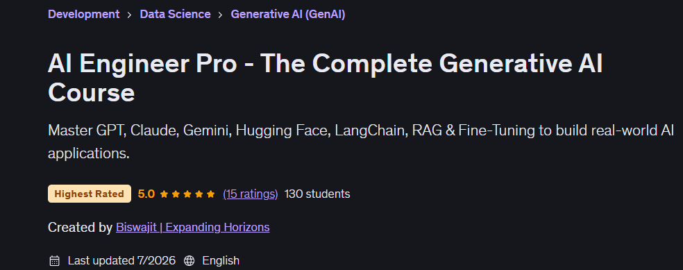 AI Engineer Pro - The Complete Generative AI Course