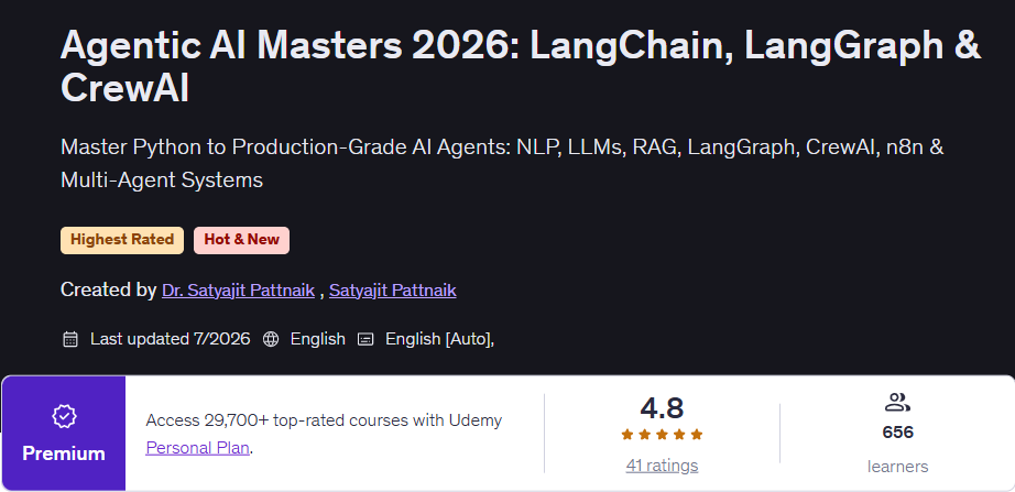 Agentic AI Masters 2026: LangChain, LangGraph & CrewAI