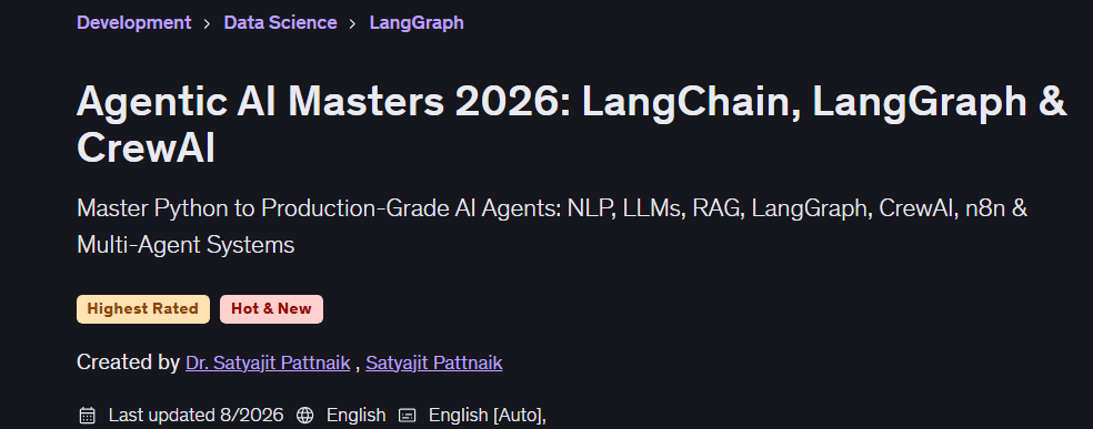 Agentic AI Masters 2026: LangChain, LangGraph & CrewAI