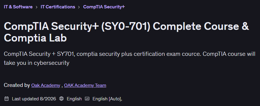 CompTIA Security+ (SY0-701) Complete Course & Comptia Lab
