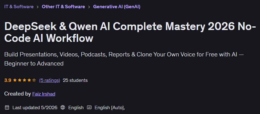 DeepSeek & Qwen AI Complete Mastery 2026 No-Code AI Workflow