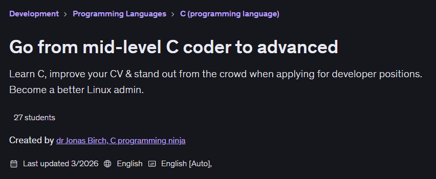 Go from mid-level C coder to advanced