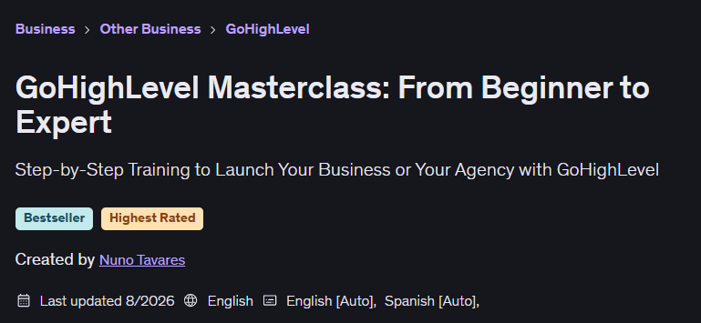 GoHighLevel Masterclass: From Beginner to Expert