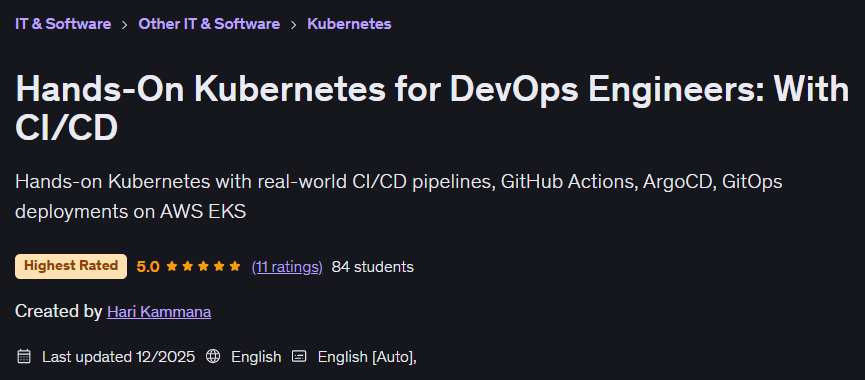 Hands-On Kubernetes for DevOps Engineers: With CI/CD