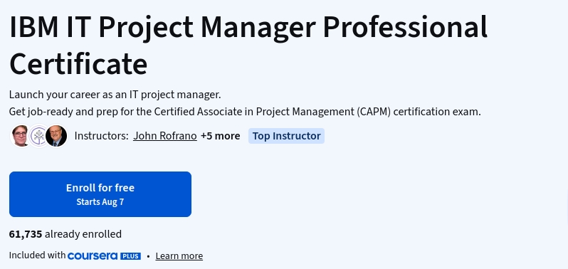 IBM IT Project Manager Professional Certificate