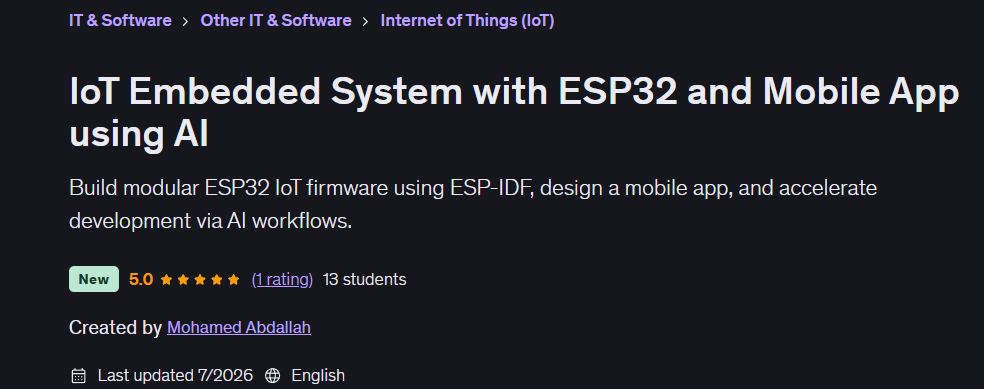 IoT Embedded System with ESP32 and Mobile App using AI