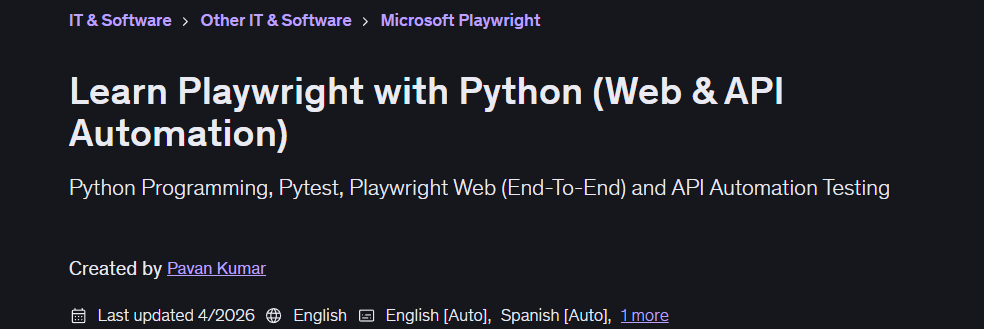 Learn Playwright with Python (Web & API Automation)
