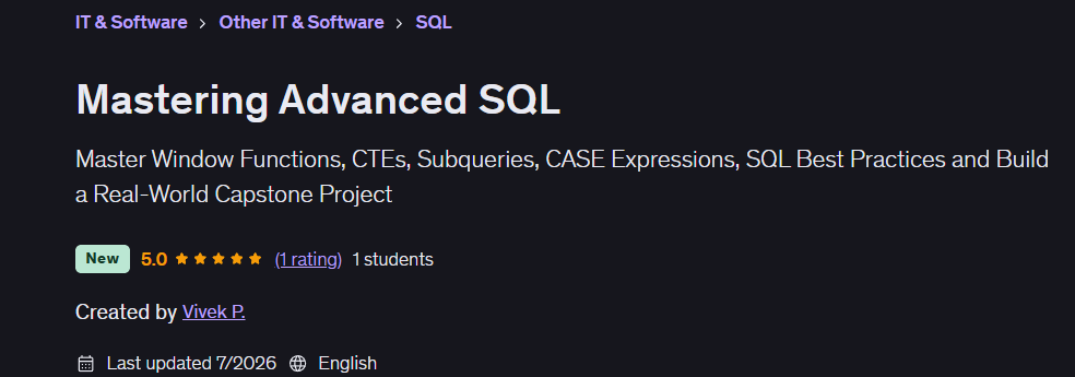 Mastering Advanced SQL